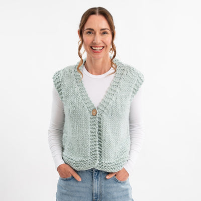 Easy Chunky Waistcoat Knitting Kit + Free 12mm Knitting Needles - Wool Couture