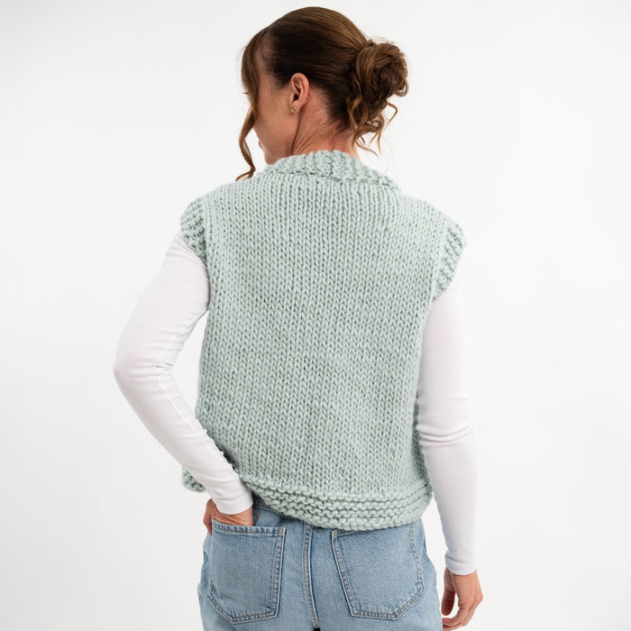 Easy Chunky Waistcoat Knitting Kit + Free 12mm Knitting Needles - Wool Couture