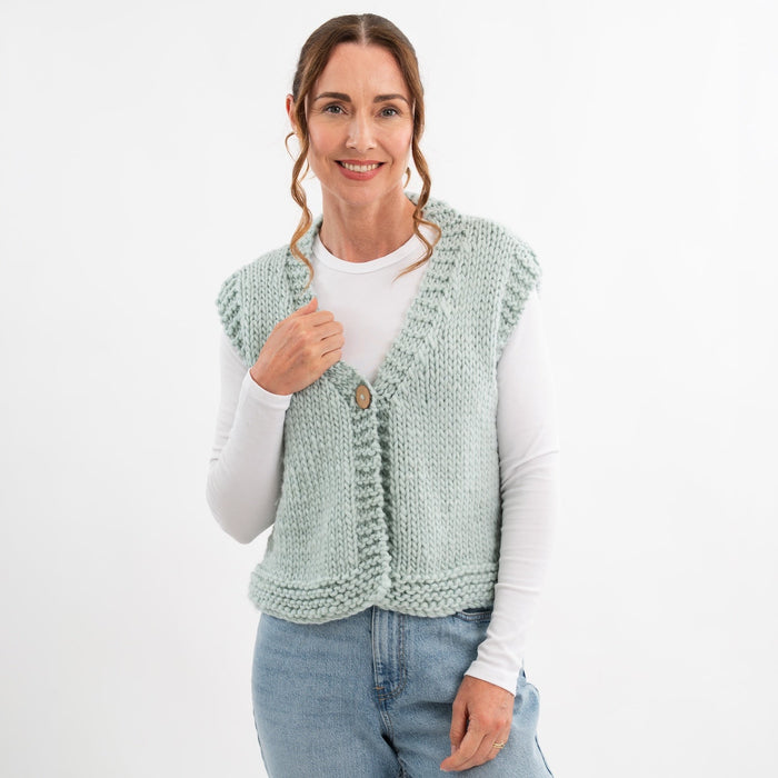 Easy Chunky Waistcoat Knitting Kit + Free 12mm Knitting Needles - Wool Couture
