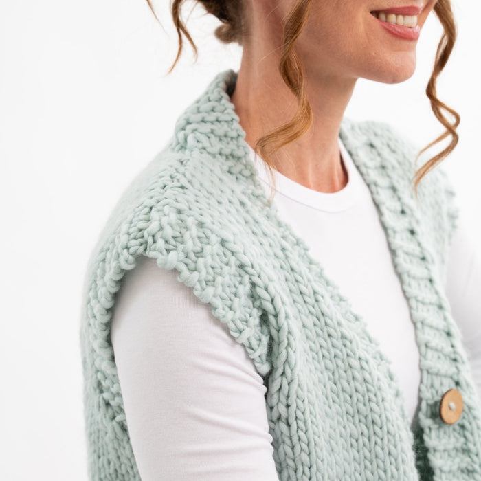 Easy Chunky Waistcoat Knitting Kit + Free 12mm Knitting Needles - Wool Couture