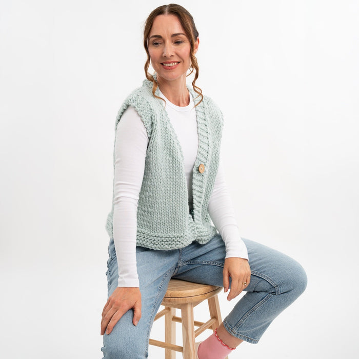 Easy Chunky Waistcoat Knitting Kit + Free 12mm Knitting Needles - Wool Couture