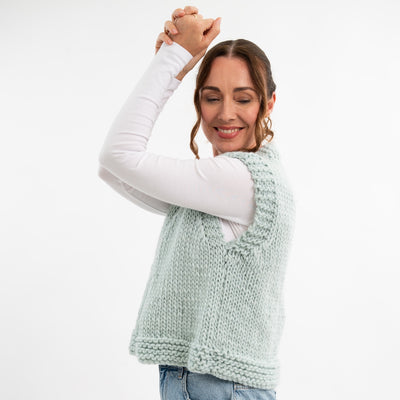 Easy Chunky Waistcoat Knitting Kit + Free 12mm Knitting Needles