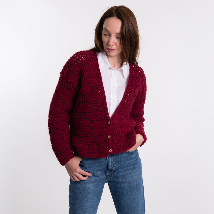 Easy V - neck Cardigan Crochet Kit - Wool Couture