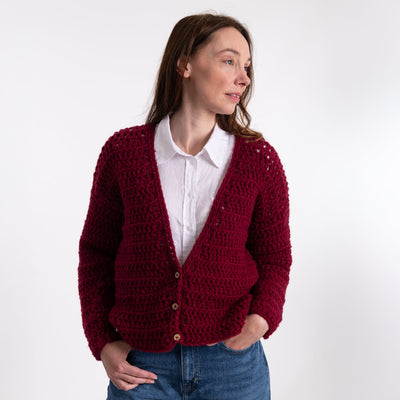 Easy V - neck Cardigan Crochet Kit - Wool Couture
