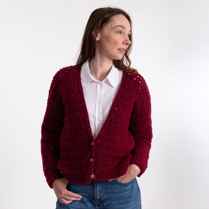 Easy V - neck Cardigan Crochet Kit - Wool Couture