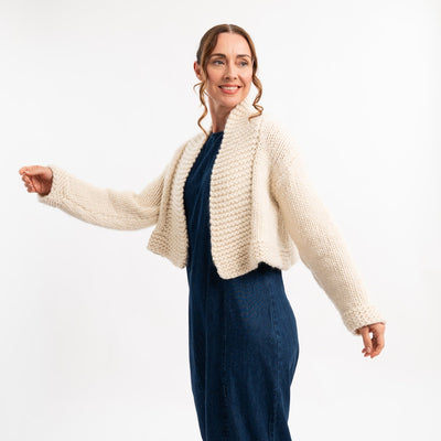Ella Chunky Cropped Cardigan Knitting Kit - Wool Couture