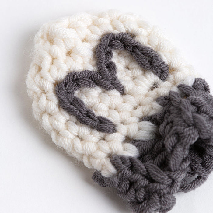 Embroidered Baby Hat and Mittens Crochet Kit - Granite & Natural Cream - Wool Couture