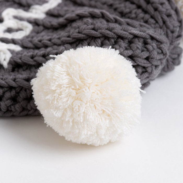 Embroidered Baby Hat and Mittens Crochet Kit - Granite & Natural Cream - Wool Couture