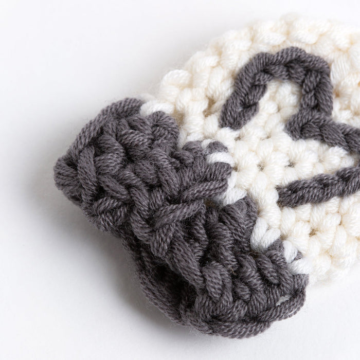 Embroidered Baby Hat and Mittens Crochet Kit - Granite & Natural Cream - Wool Couture