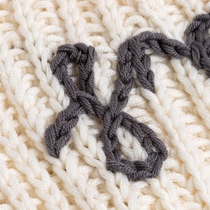 Embroidered Baby Sweater Knitting Kit - Cream & Granite - Wool Couture