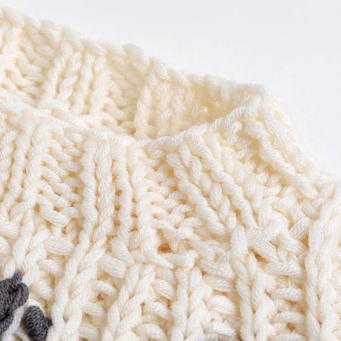 Embroidered Baby Sweater Knitting Kit - Cream & Granite - Wool Couture