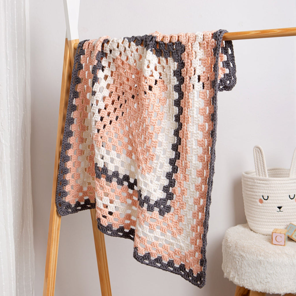 Granny Square Squares Baby Blanket Knitting Pattern Bright Cotton