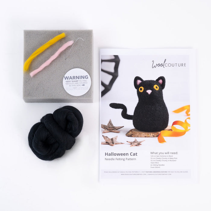 Halloween Cat Needle Felting Kit - Wool Couture