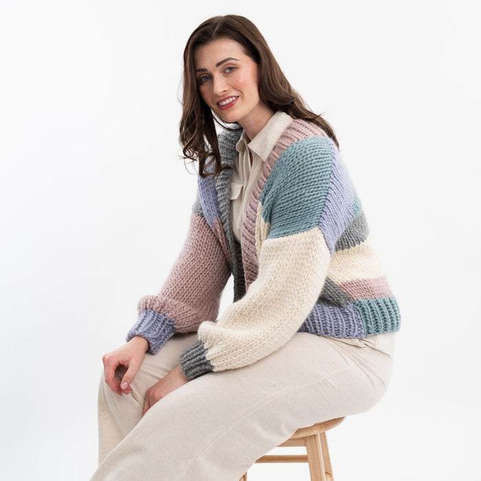 Hannah Chunky Cardigan Easy Knitting Kit - Wool Couture