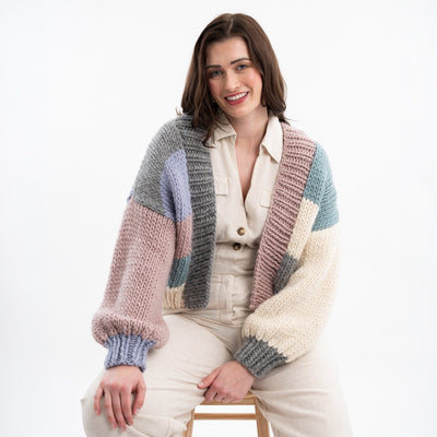 Hannah Chunky Cardigan Easy Knitting Kit - Wool Couture