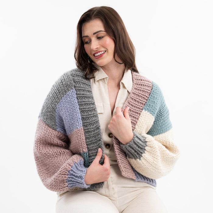 Hannah Chunky Cardigan Easy Knitting Kit - Wool Couture