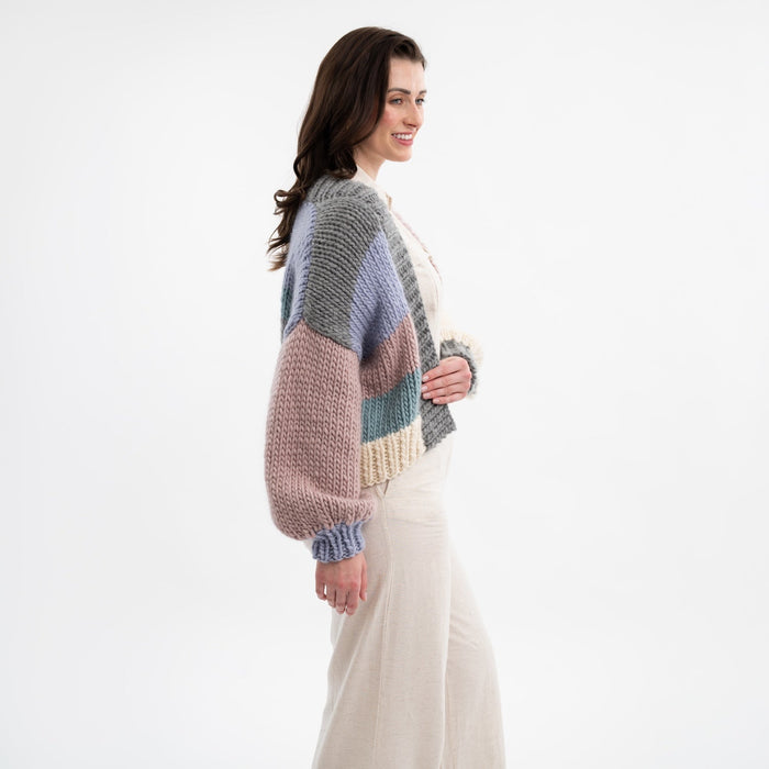 Hannah Chunky Cardigan Easy Knitting Kit - Wool Couture