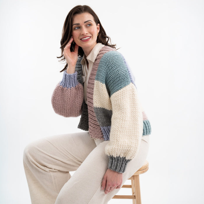 Hannah Chunky Cardigan Easy Knitting Kit - Wool Couture