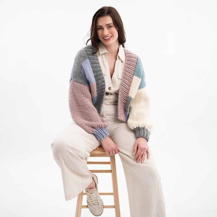 Hannah Chunky Cardigan Easy Knitting Kit - Wool Couture
