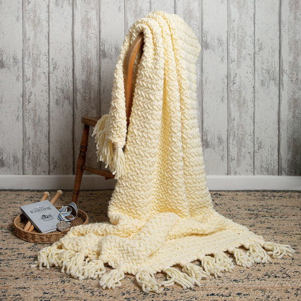 Herringbone Blanket Knitting Kit + Knitting Pocket Book - Silver Level - Wool Couture