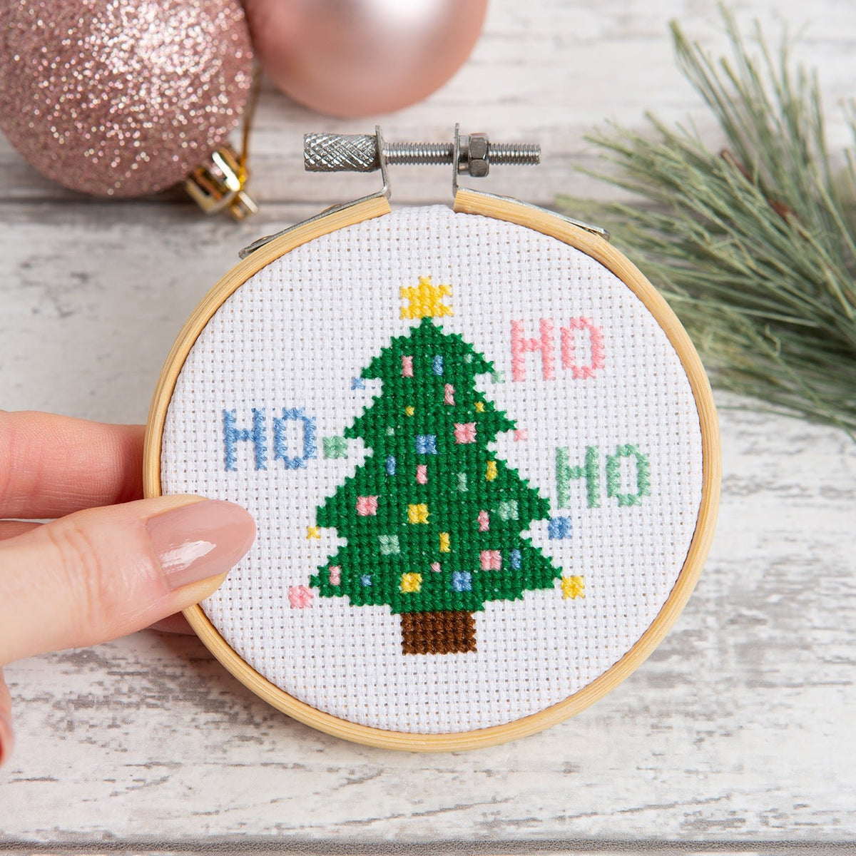 Ho Ho Ho Christmas Tree Cross Stitch Kit Inch Hoop Wool Couture