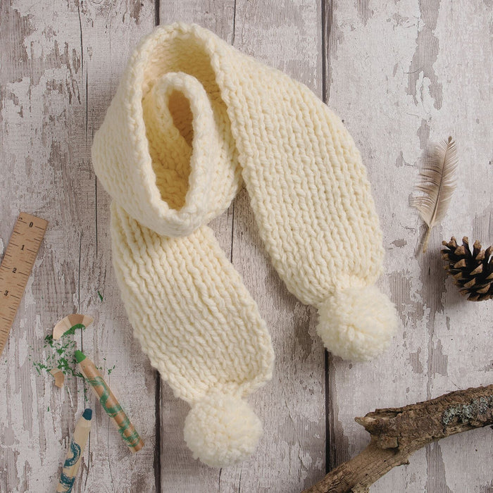 Kids Pom Pom Scarf Knitting Kit Wool Couture