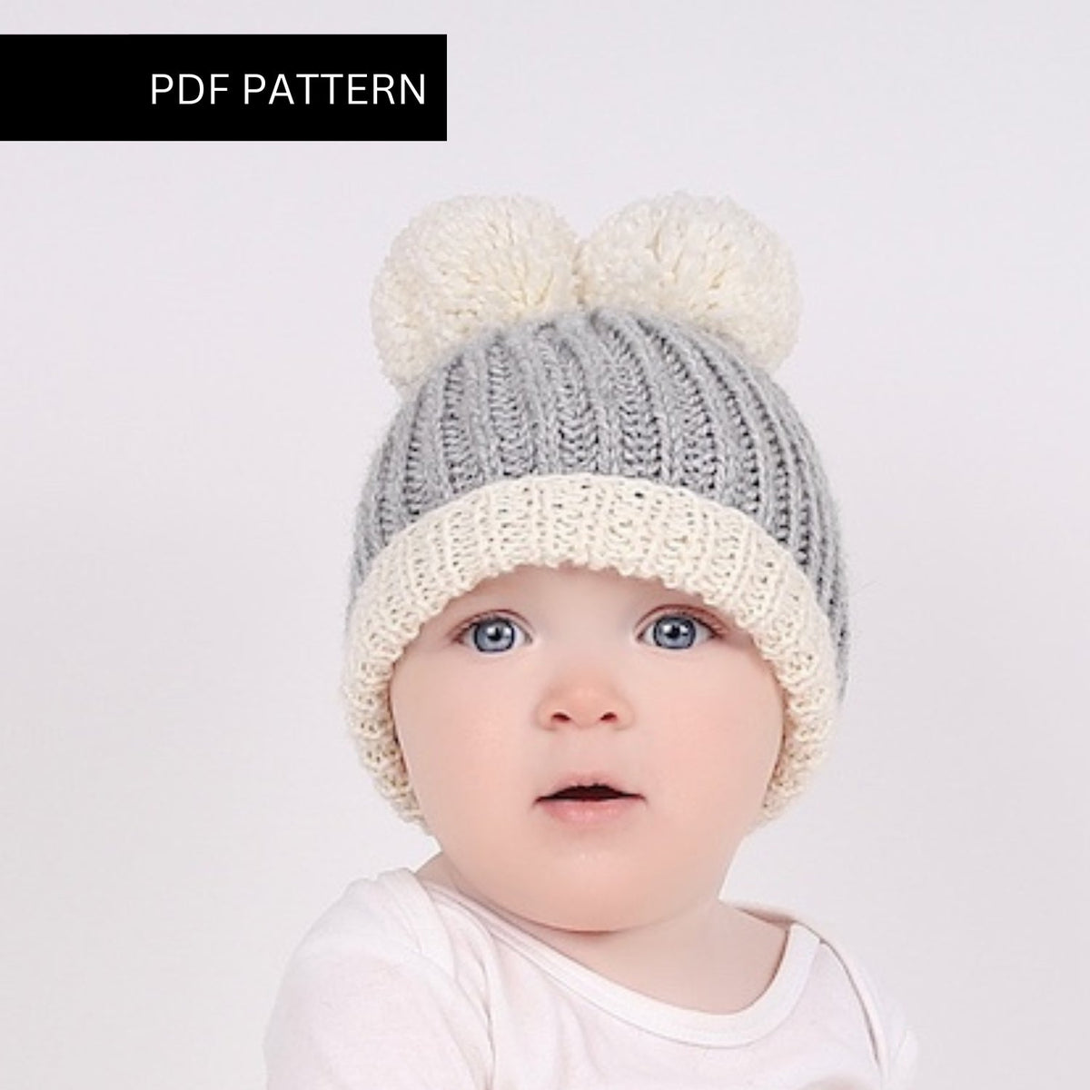 Knitting PDF Pattern Baby Pom Pom Hat Wool Couture