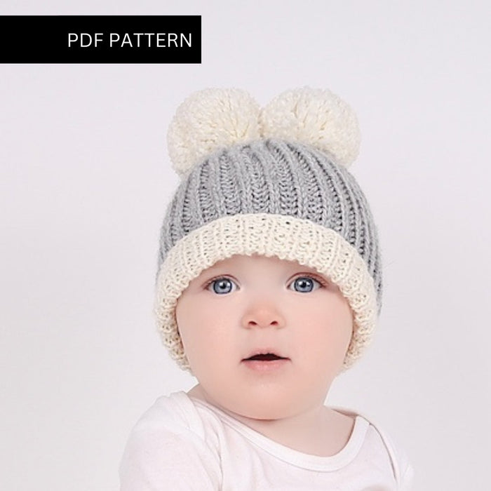Knitting PDF Pattern Baby Pom Pom Hat Wool Couture