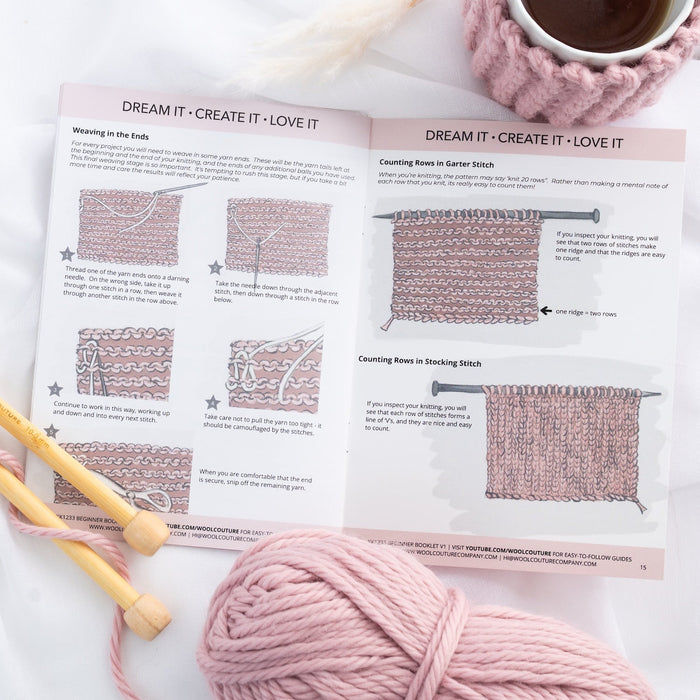 Learn to Knit Book Six Patterns & How to Knit Manual - Wool Couture