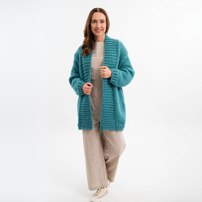 Long Chunky Cardigan Knitting Kit + Free 12mm Knitting Needles - Wool Couture