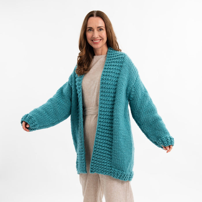 Long Chunky Cardigan Knitting Kit + Free 12mm Knitting Needles - Wool Couture