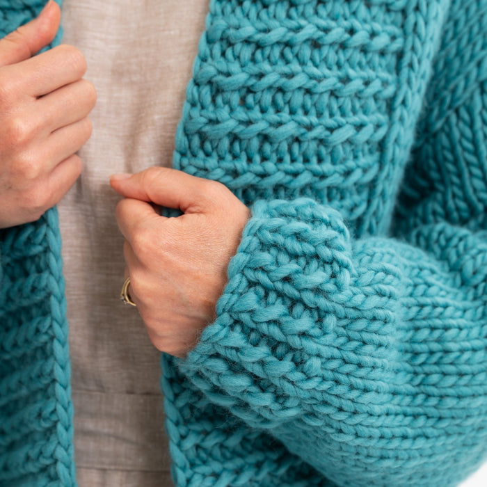 Long Chunky Cardigan Knitting Kit + Free 12mm Knitting Needles - Wool Couture