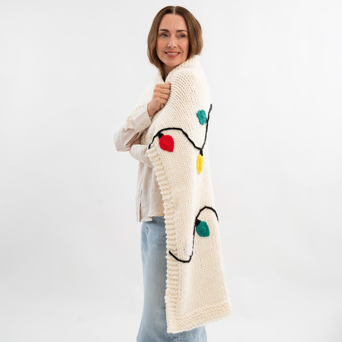 Merry & Bright Christmas Lights Blanket Knitting Kit - Wool Couture