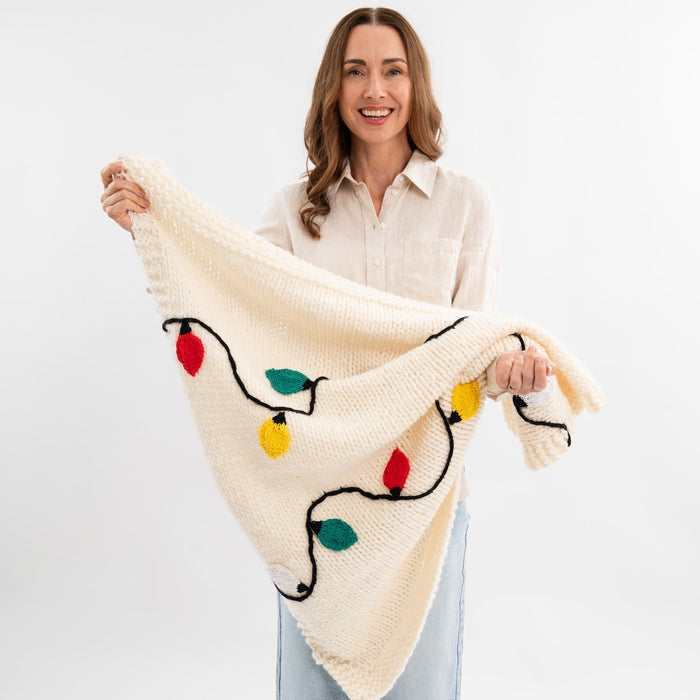 Merry & Bright Christmas Lights Blanket Knitting Kit - Wool Couture