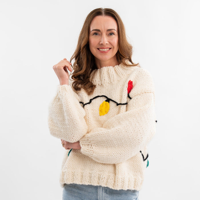 Merry & Bright Christmas Lights Jumper Knitting Kit - Wool Couture