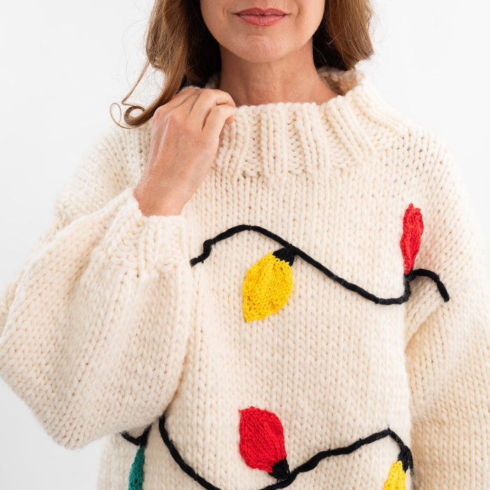 Merry & Bright Christmas Lights Jumper Knitting Kit - Wool Couture