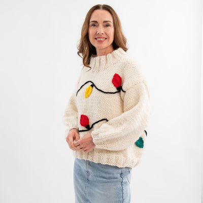 Merry & Bright Christmas Lights Jumper Knitting Kit - Wool Couture