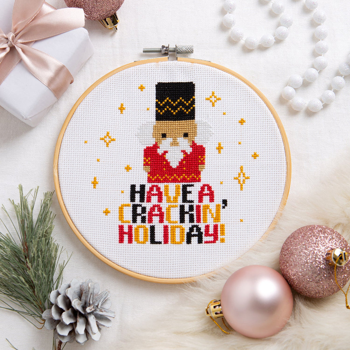 Nutcracker Christmas Cross Stitch Kit - 7" | Wool Couture