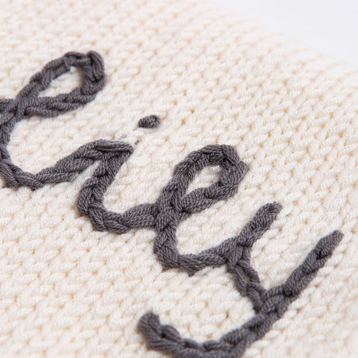 Personalised Baby Blanket Knitting Kit - Natural Cream & Granite - Wool Couture