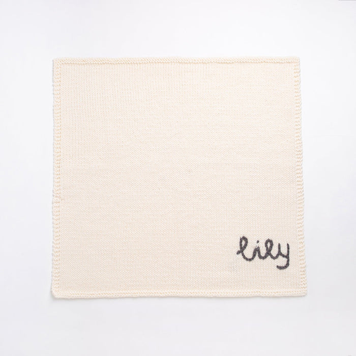 Personalised Baby Blanket Knitting Kit - Natural Cream & Granite - Wool Couture