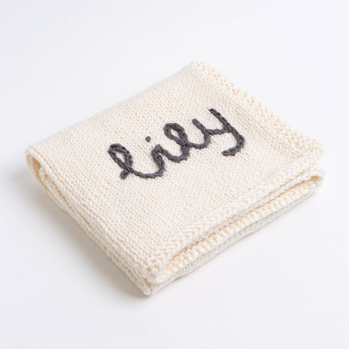 Personalised Baby Blanket Knitting Kit - Natural Cream & Granite - Wool Couture
