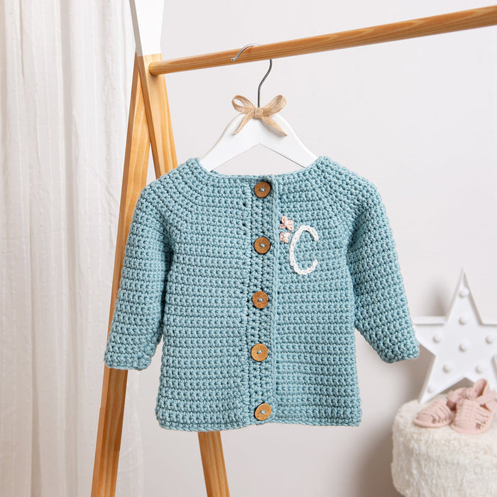 Personalised Baby Cardigan Crochet Kit Wool Couture