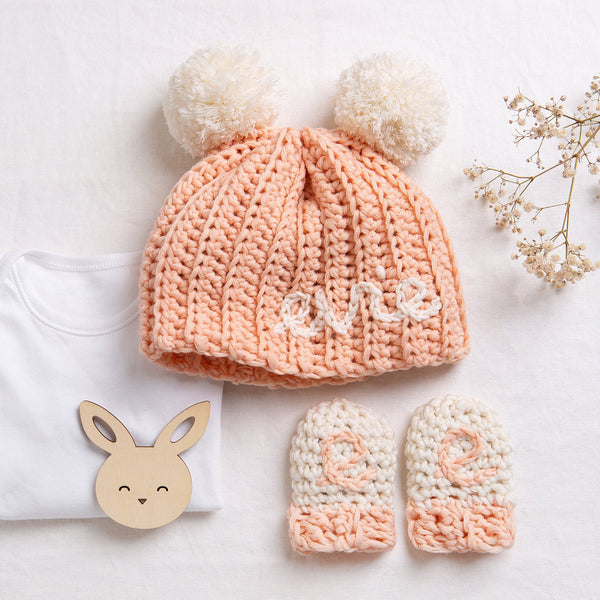 Personalised Baby Hat and Mittens Crochet Kit - Wool Couture
