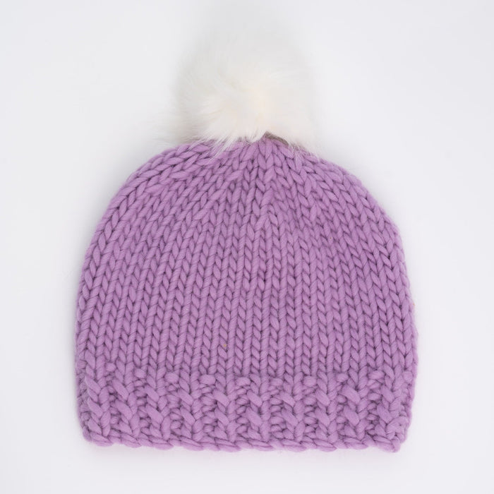 Pom Pom Hat Easy Knitting Kit - Wool Couture