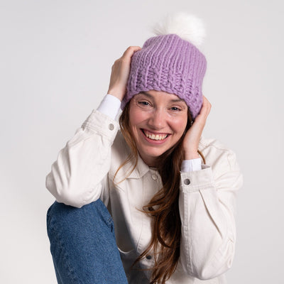 Pom Pom Hat Easy Knitting Kit - Wool Couture