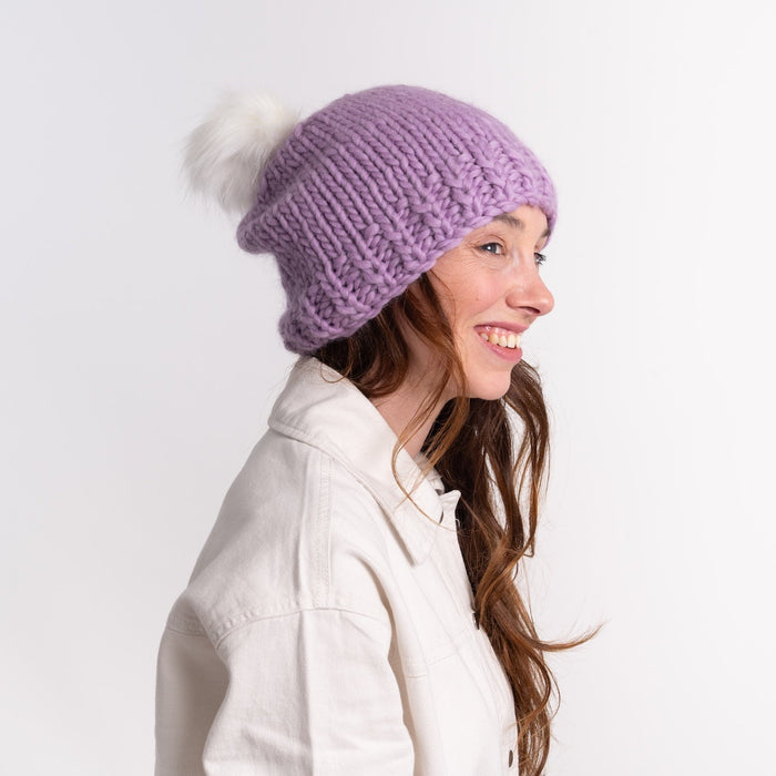 Pom Pom Hat Easy Knitting Kit - Wool Couture