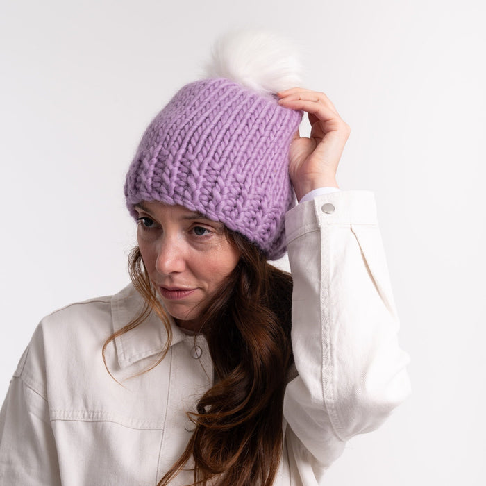 Pom Pom Hat Easy Knitting Kit - Wool Couture