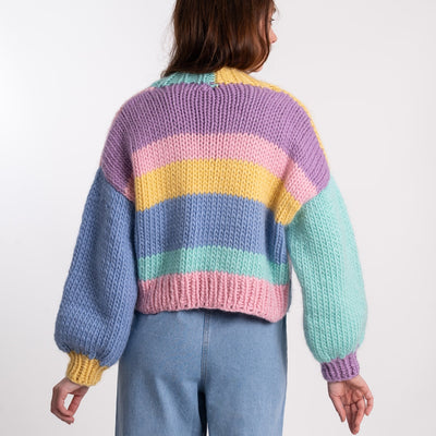 Rainbow Chunky Cardigan Easy Knitting Kit - Wool Couture