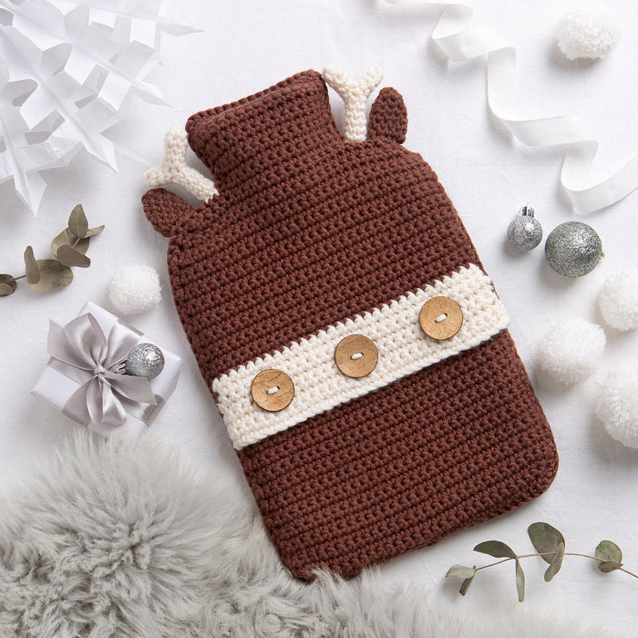 Reindeer Hot Water Bottle Cover Crochet Kit - Wool Couture
