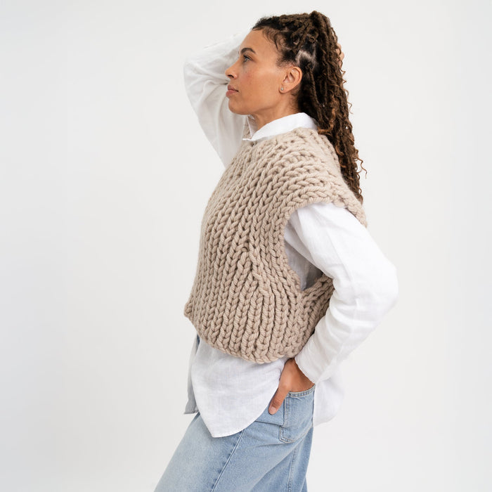 Ribbed Sweater Vest Knitting Kit - Wool Couture